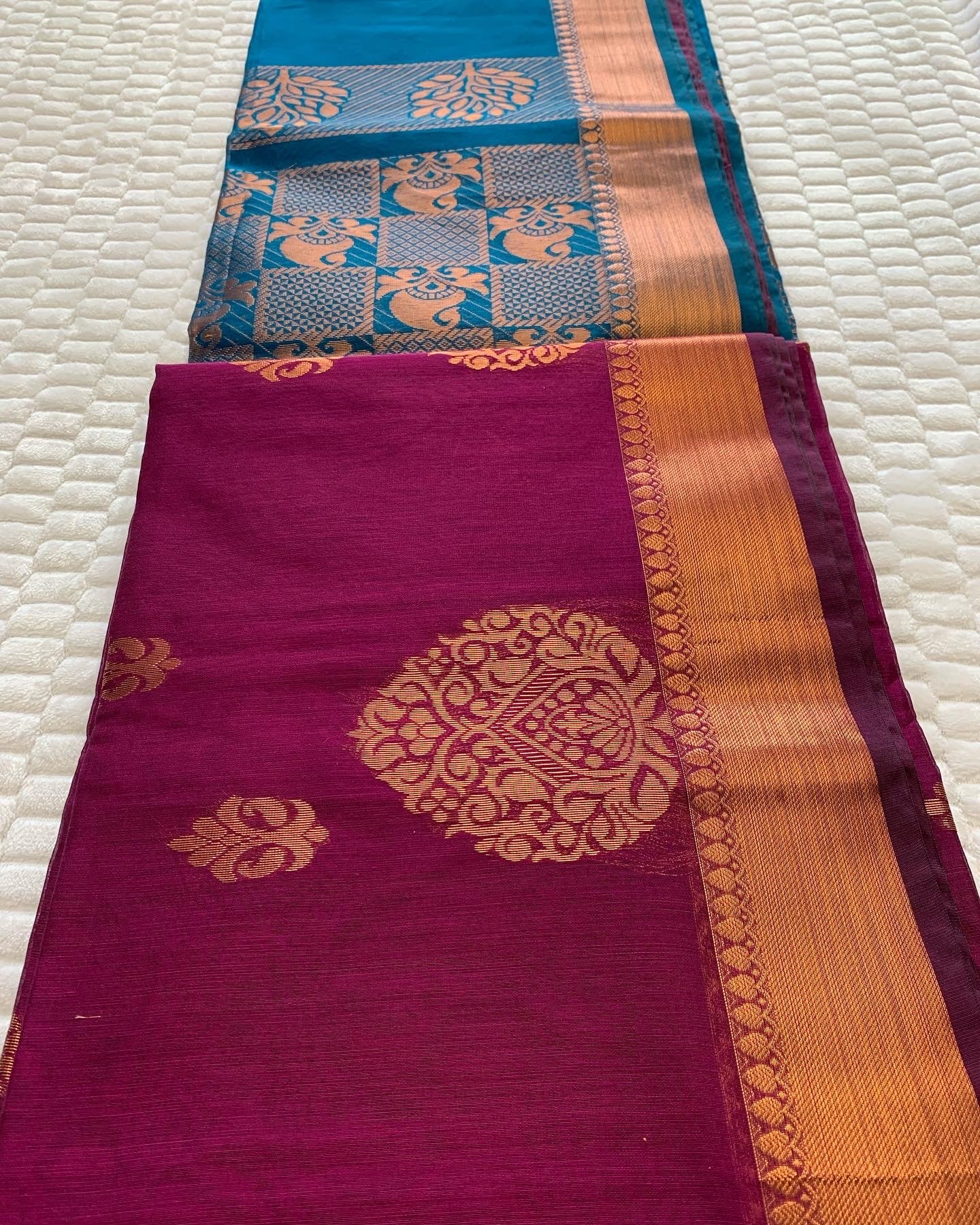 Wine Red Kanchi Cotton Saree