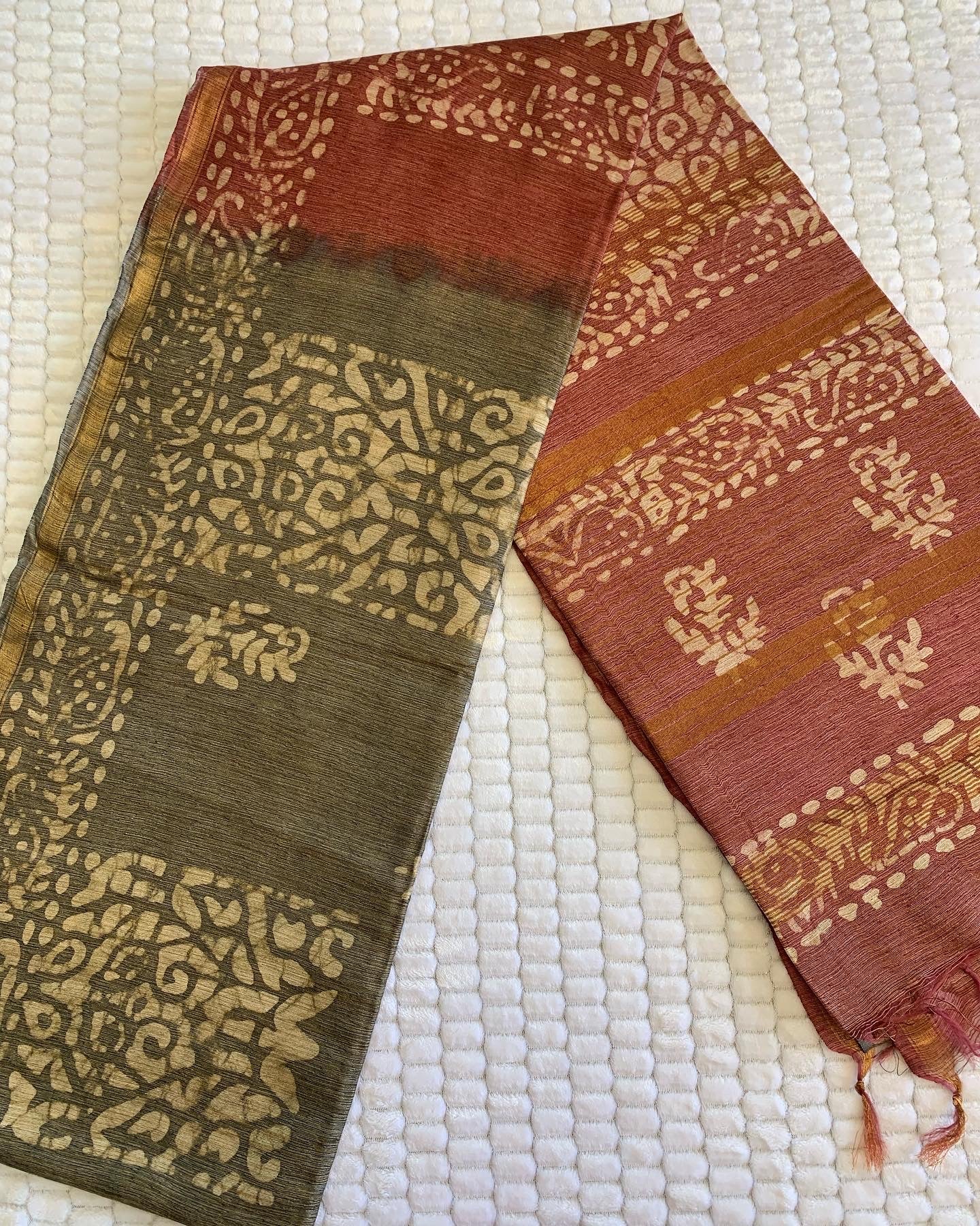 Grey Semi Tussar Silk Saree