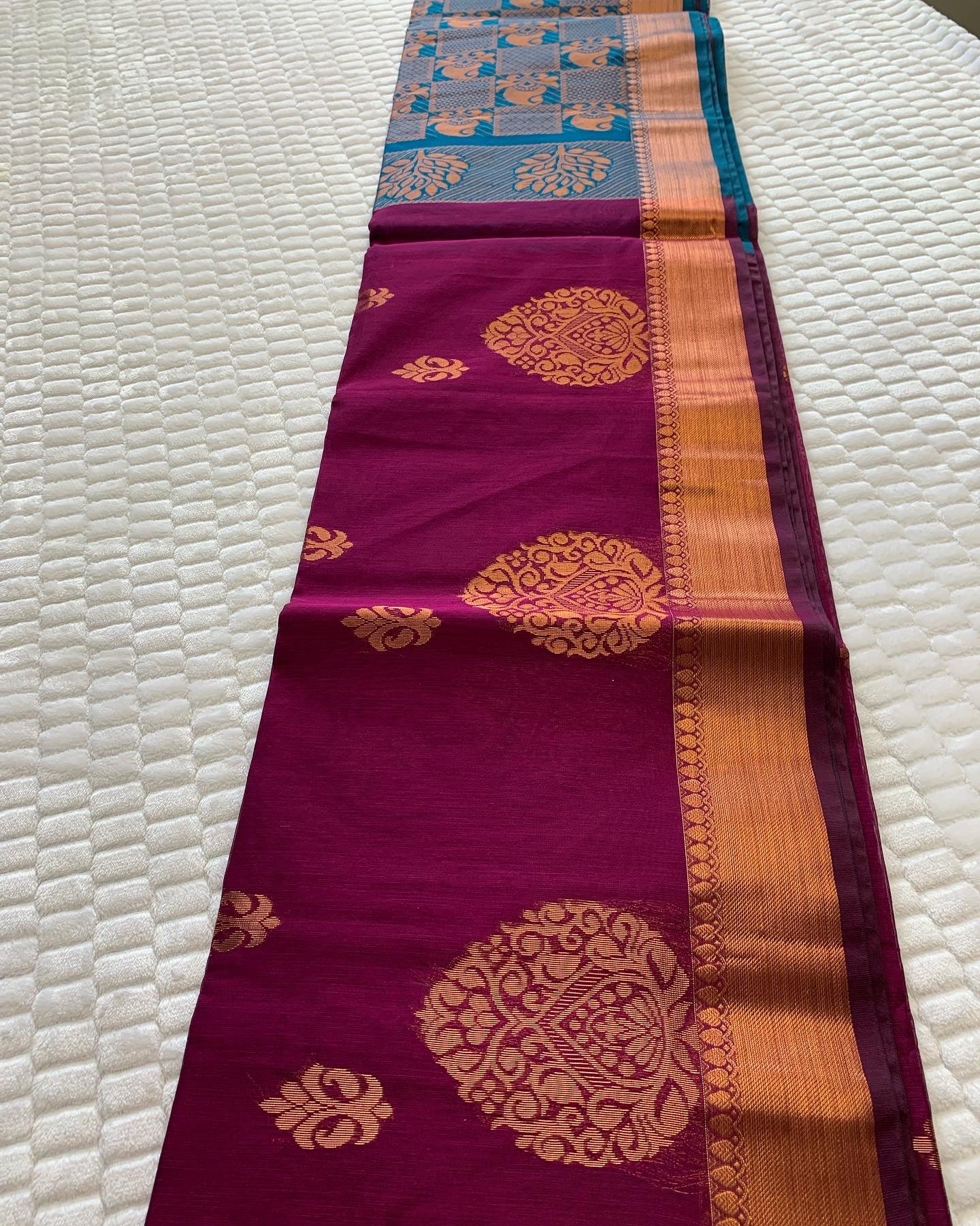 Wine Red Kanchi Cotton Saree
