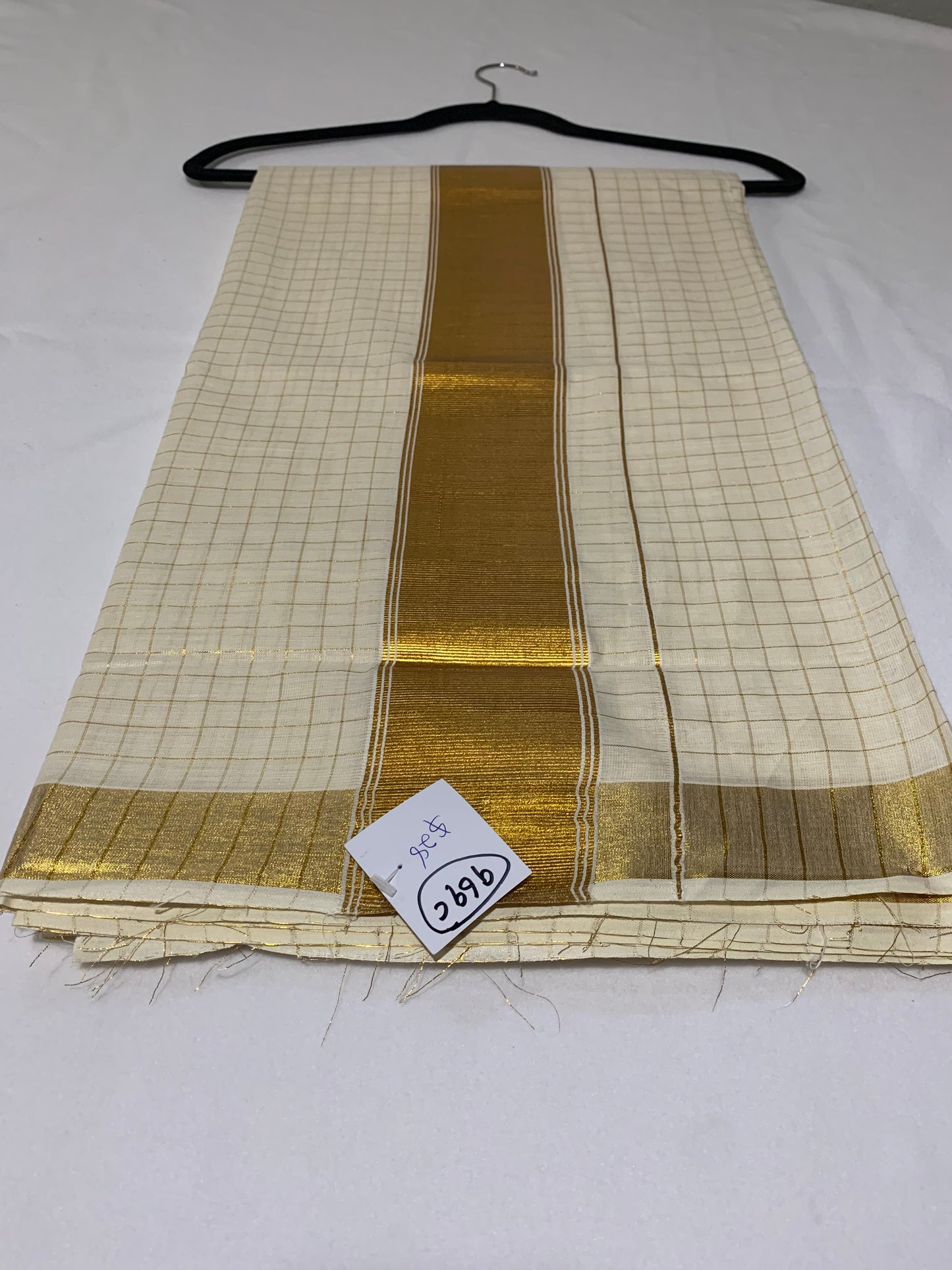 Golden check saree
