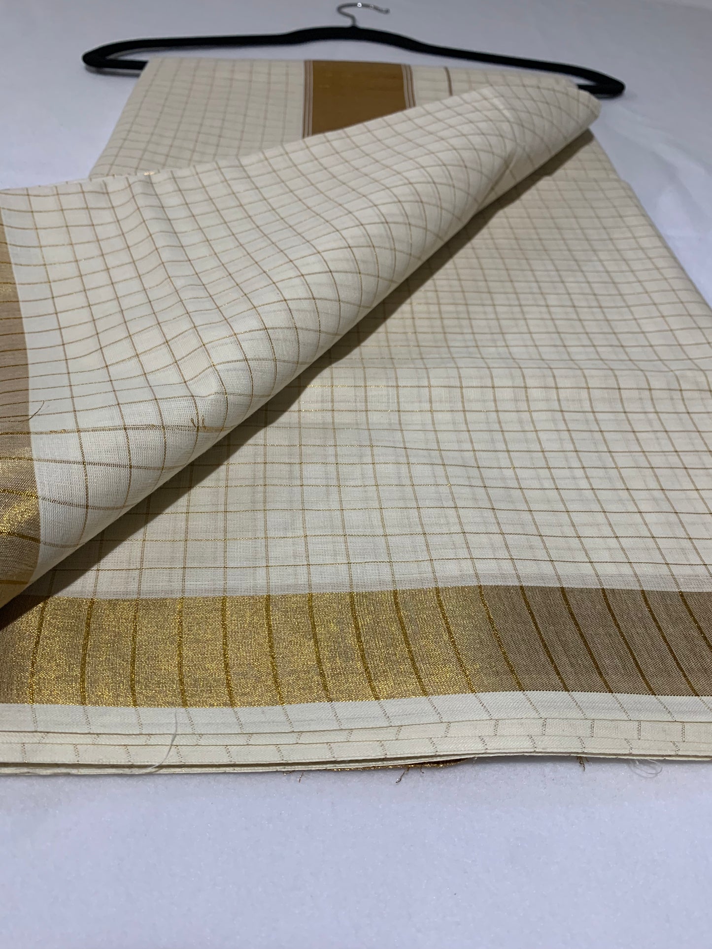 Golden check saree