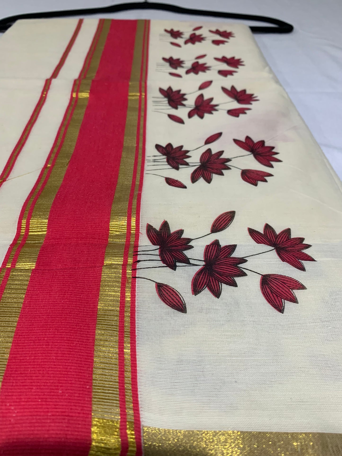 Gold and pink border saree