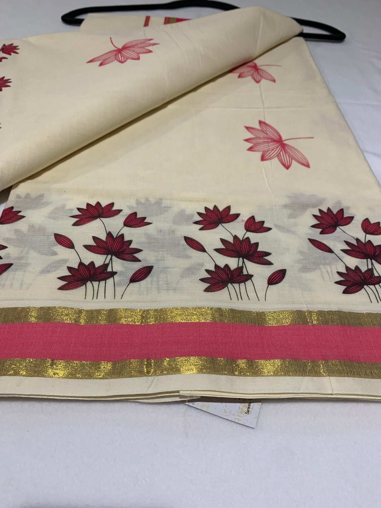 Gold and pink border saree