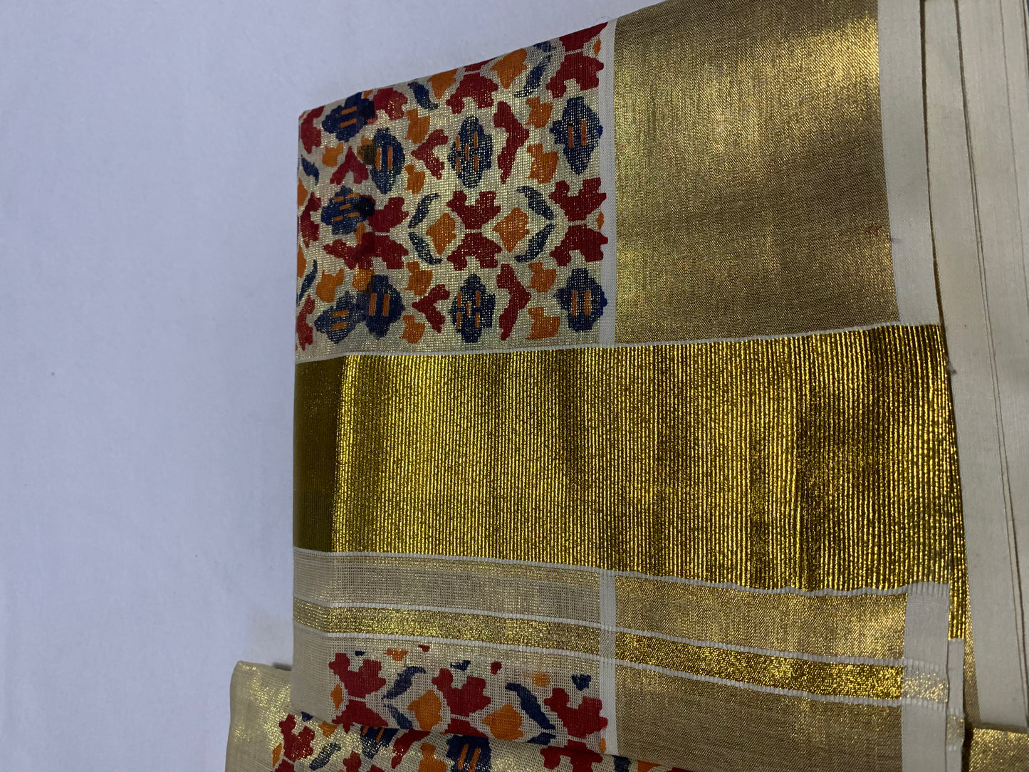 Tissue ajrak printed dhavani set