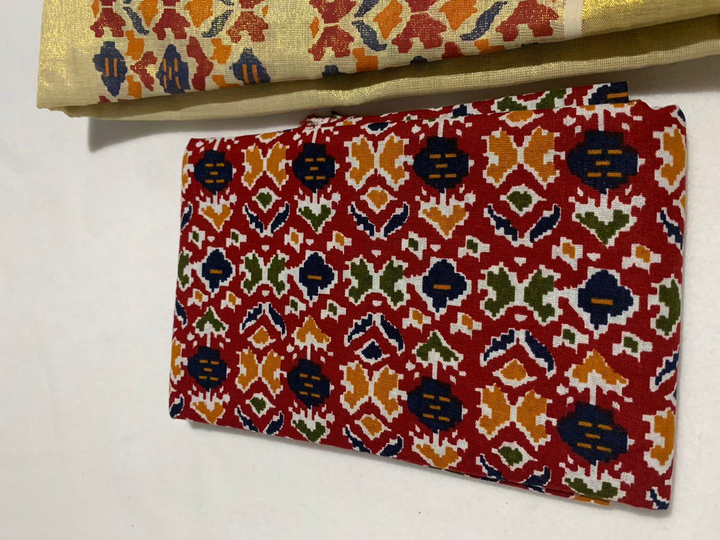 Tissue ajrak printed dhavani set
