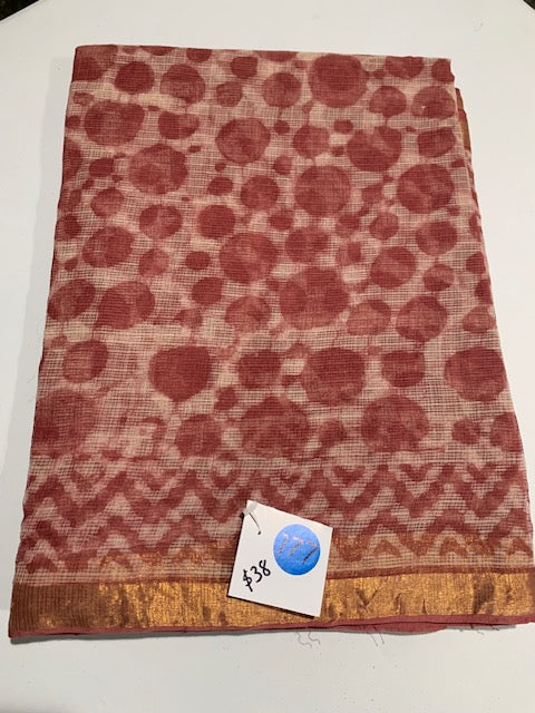 Onion Pink Kotta Doria Saree