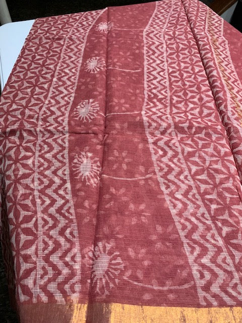 Onion Pink Kotta Doria Saree