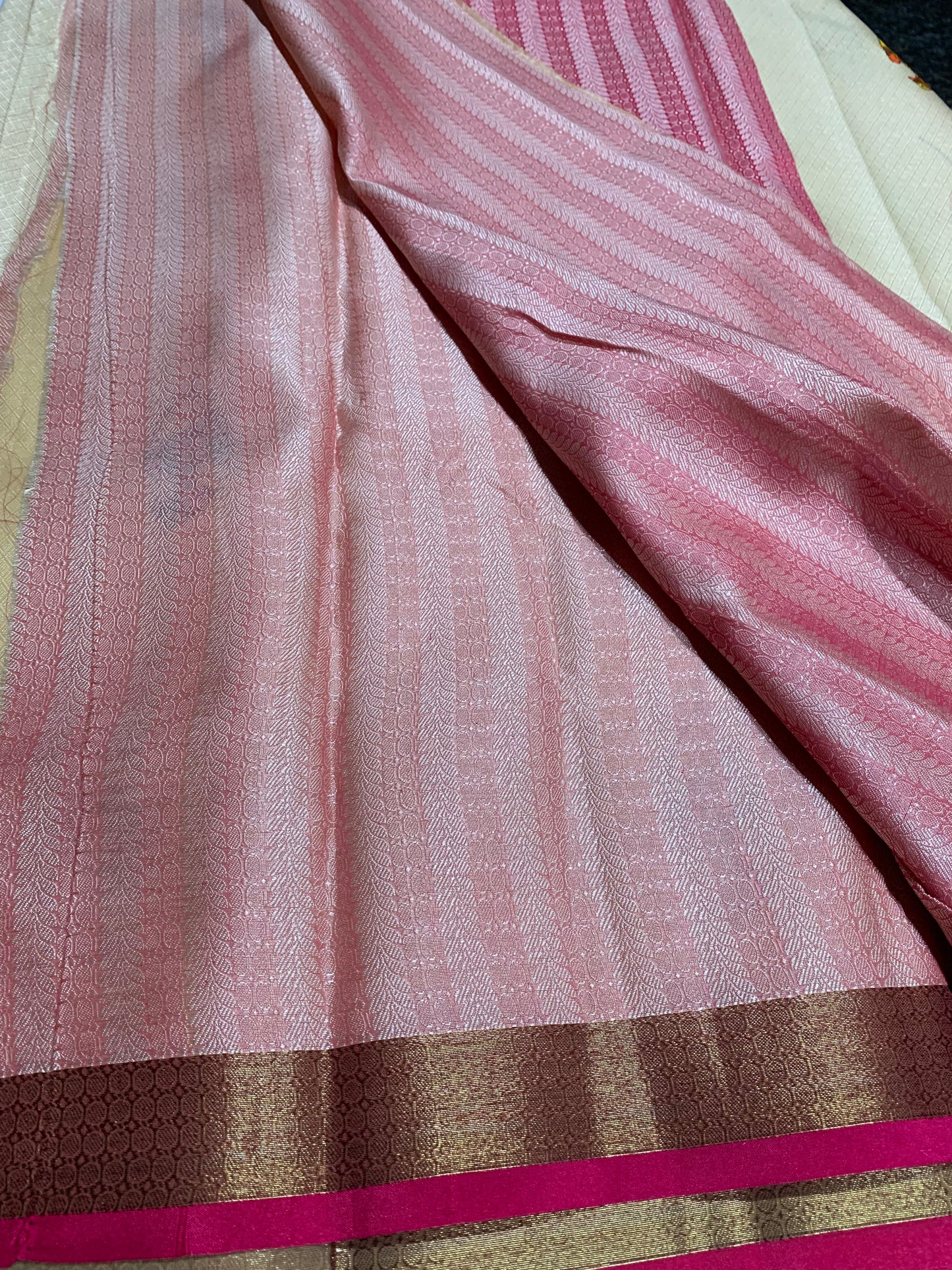 Beige Jacquard saree
