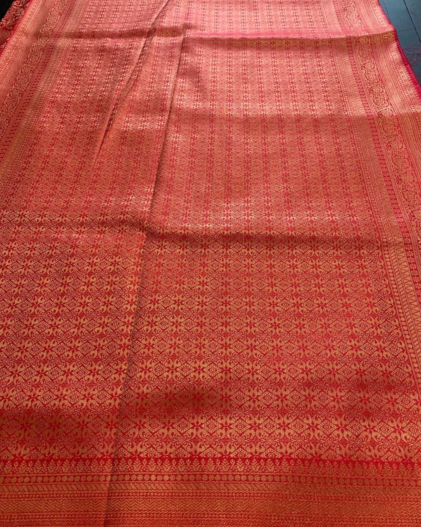 Red Semi Kanchipuram Silk Saree
