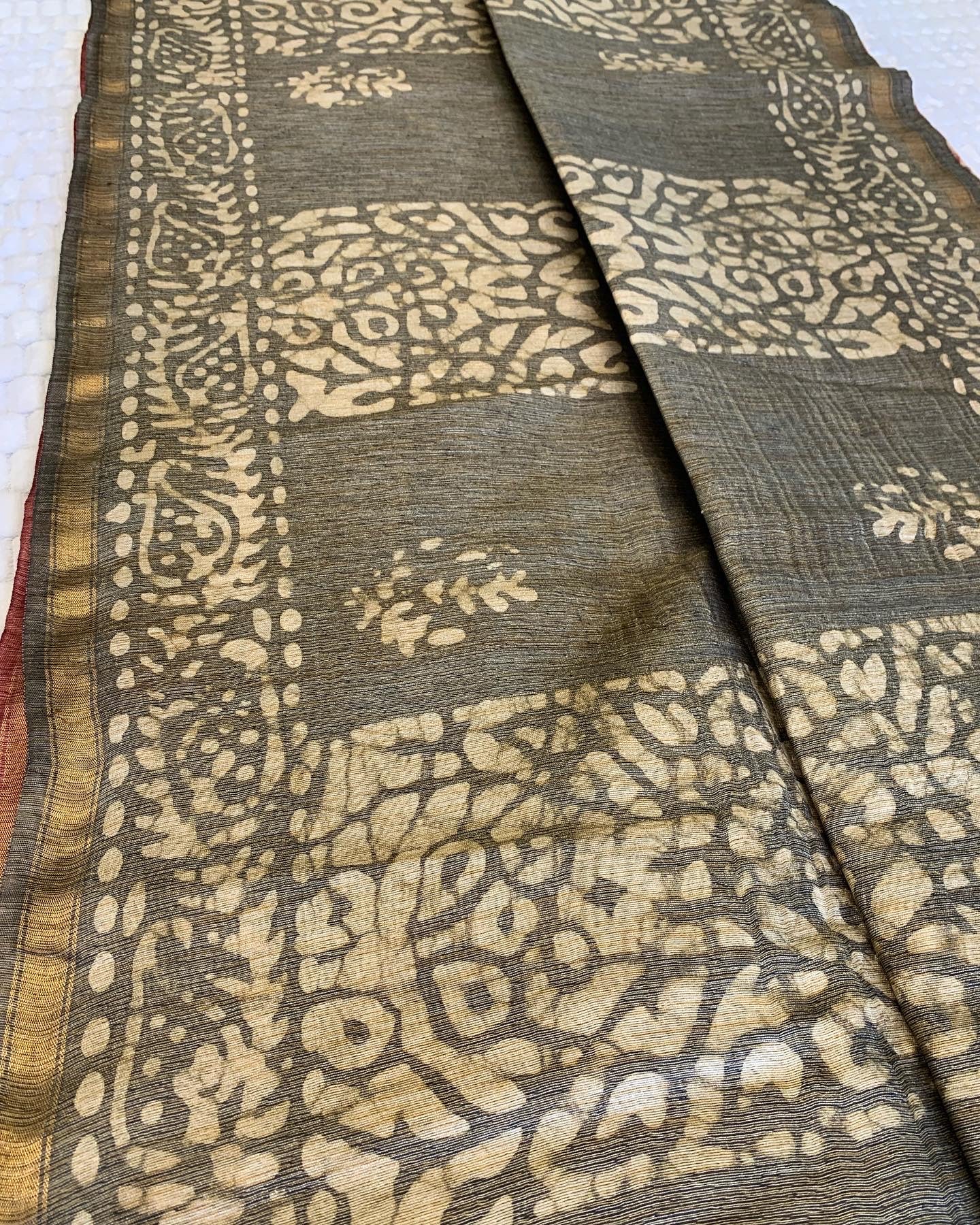 Grey Semi Tussar Silk Saree