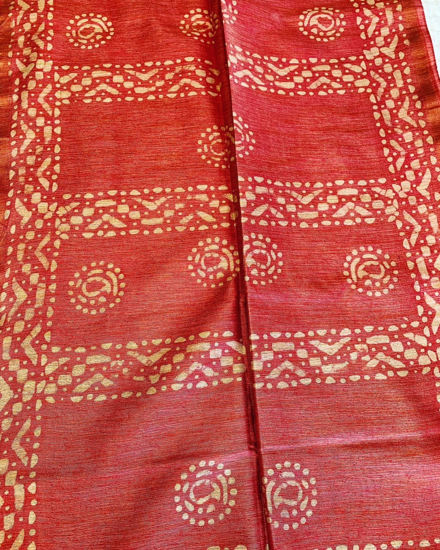 Peach Semi Tussar Silk Saree