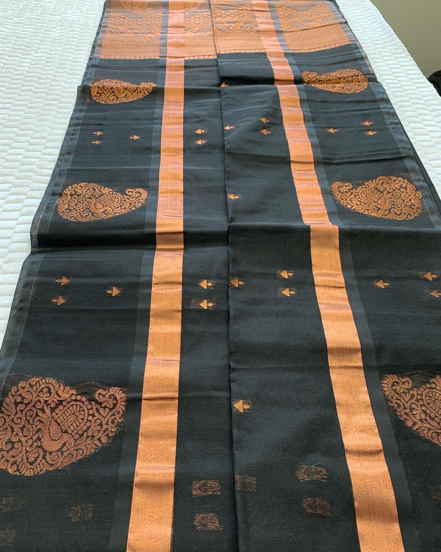 Black and Ash Kanchi Cotton Saree