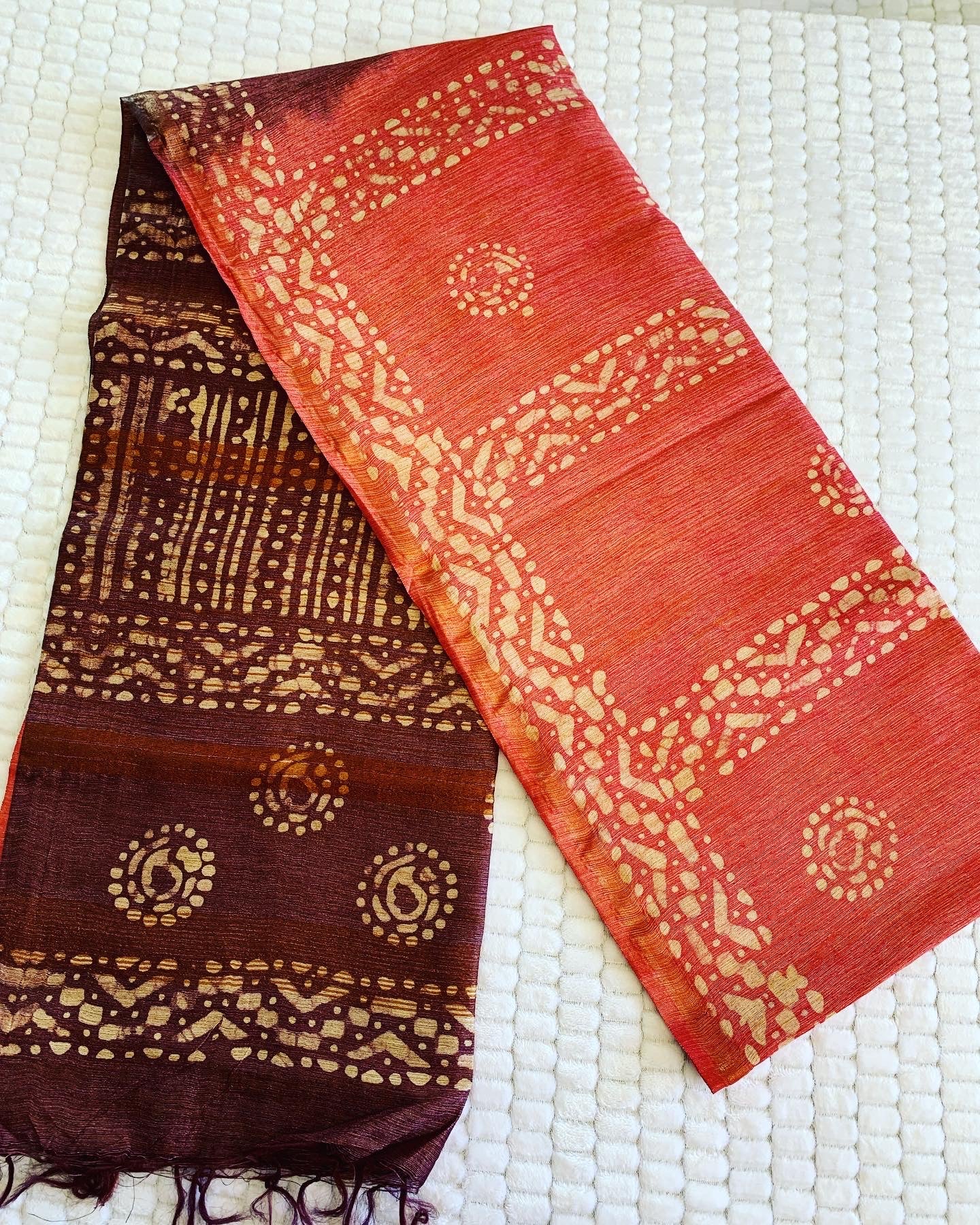 Peach Semi Tussar Silk Saree