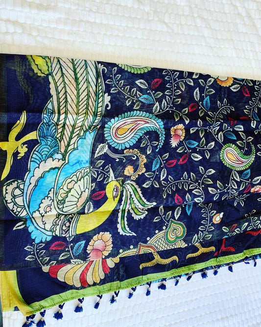 Kalamkari Printed Chanderi Saree