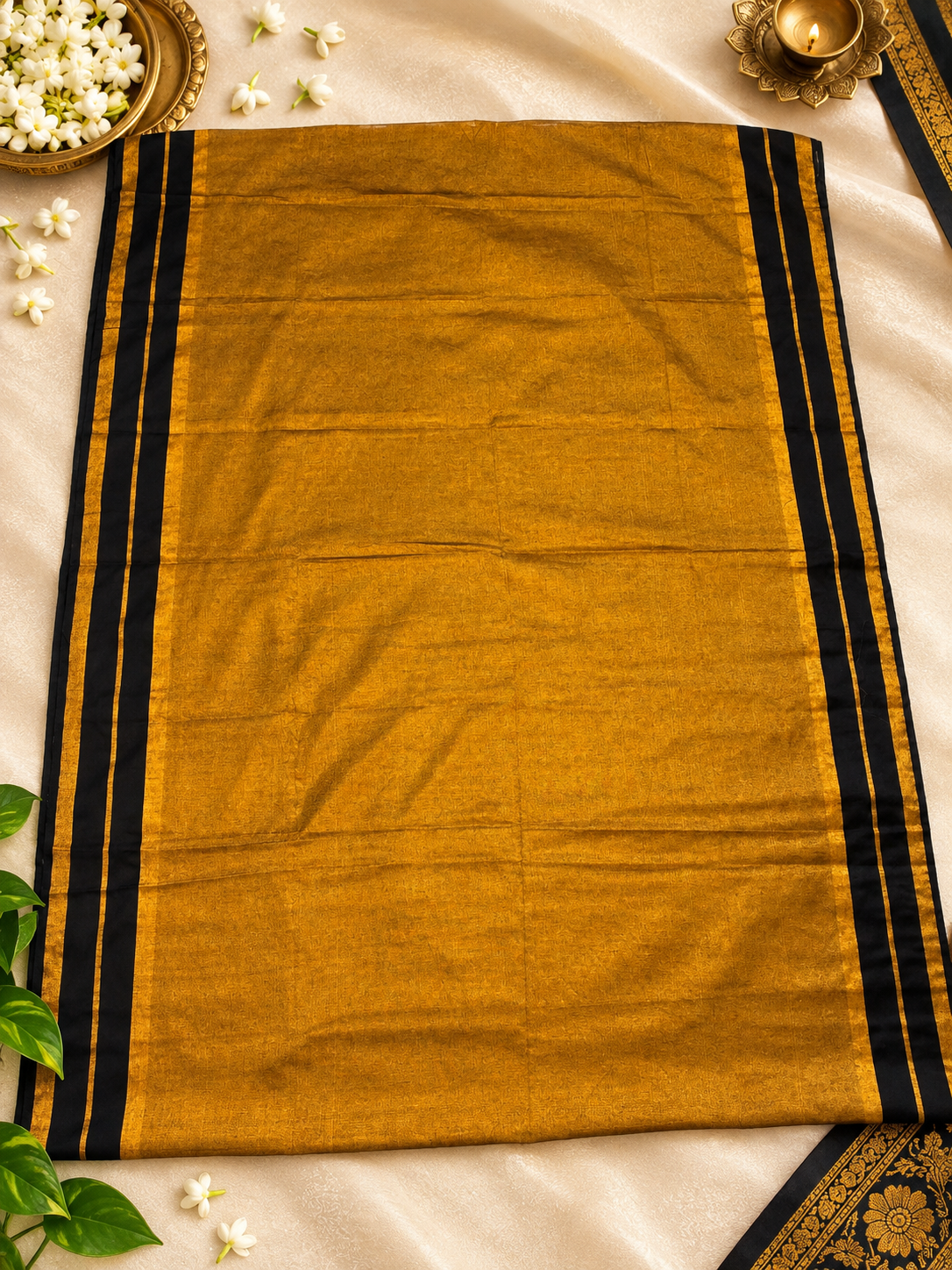 golden mul tissue saree