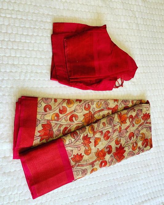 Kalamkari Semi Linen Saree