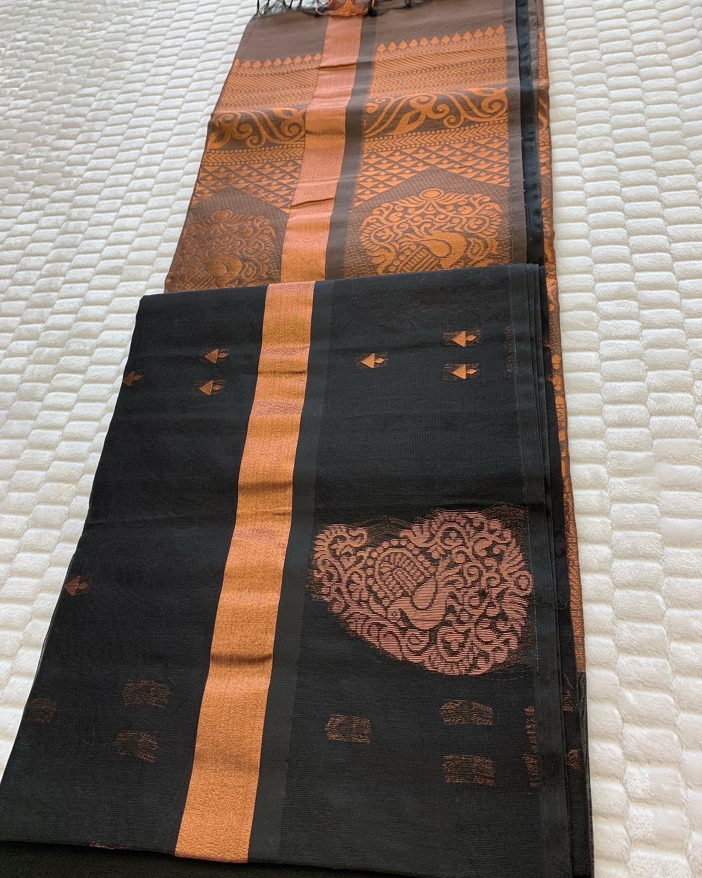 Black and Ash Kanchi Cotton Saree