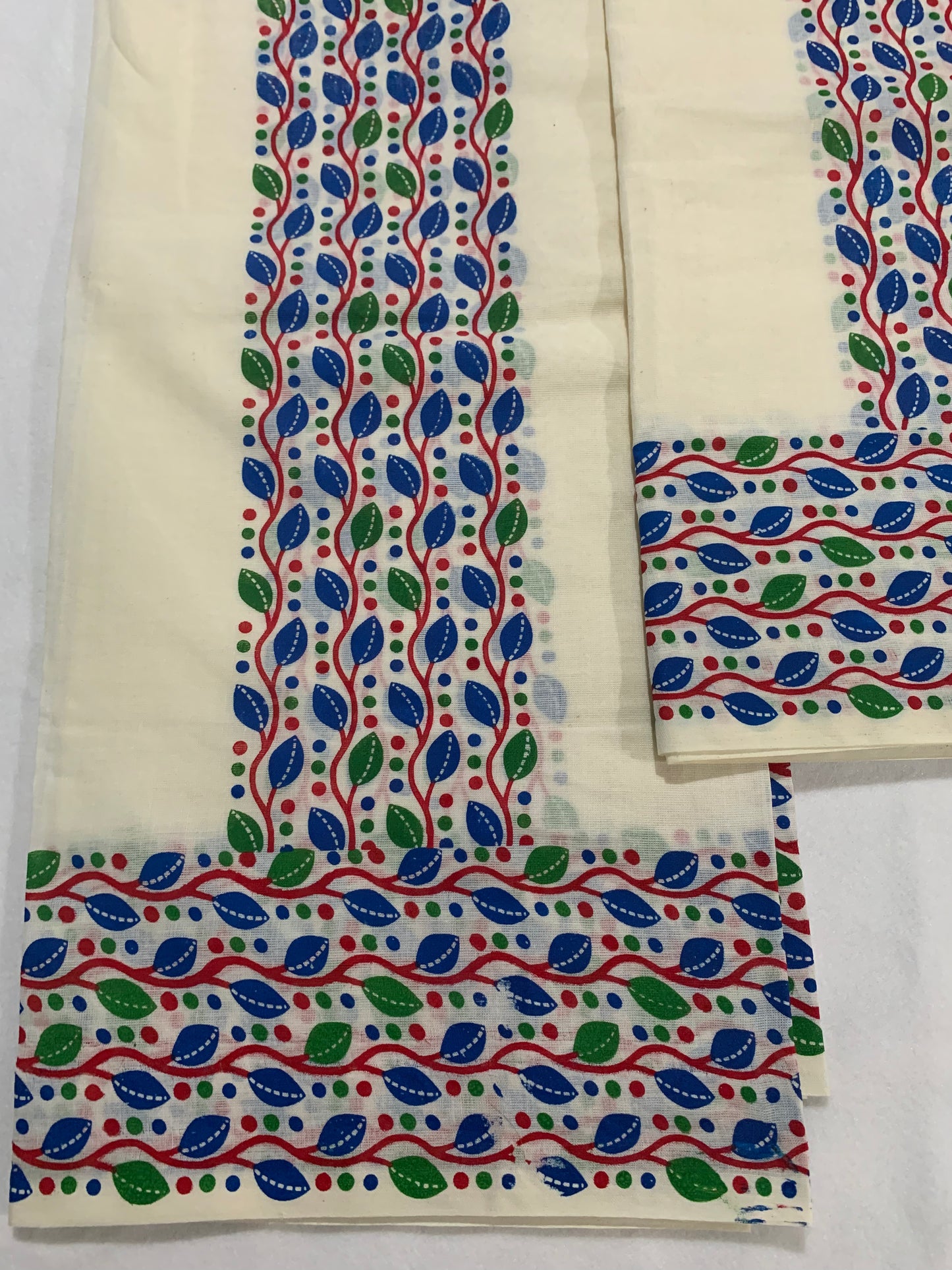 Blue printed set mundu