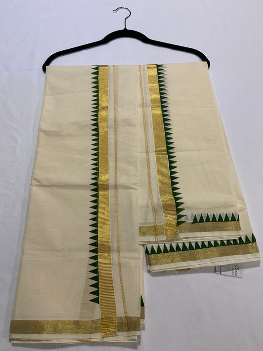 Green comma set mundu