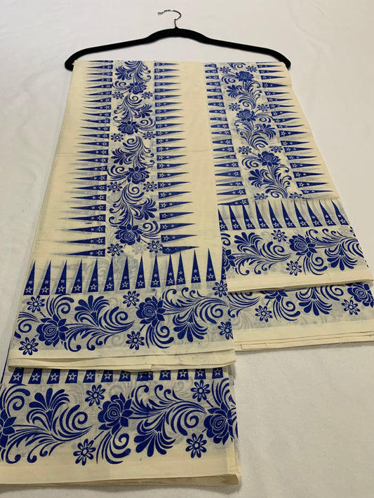 printed border set mundu