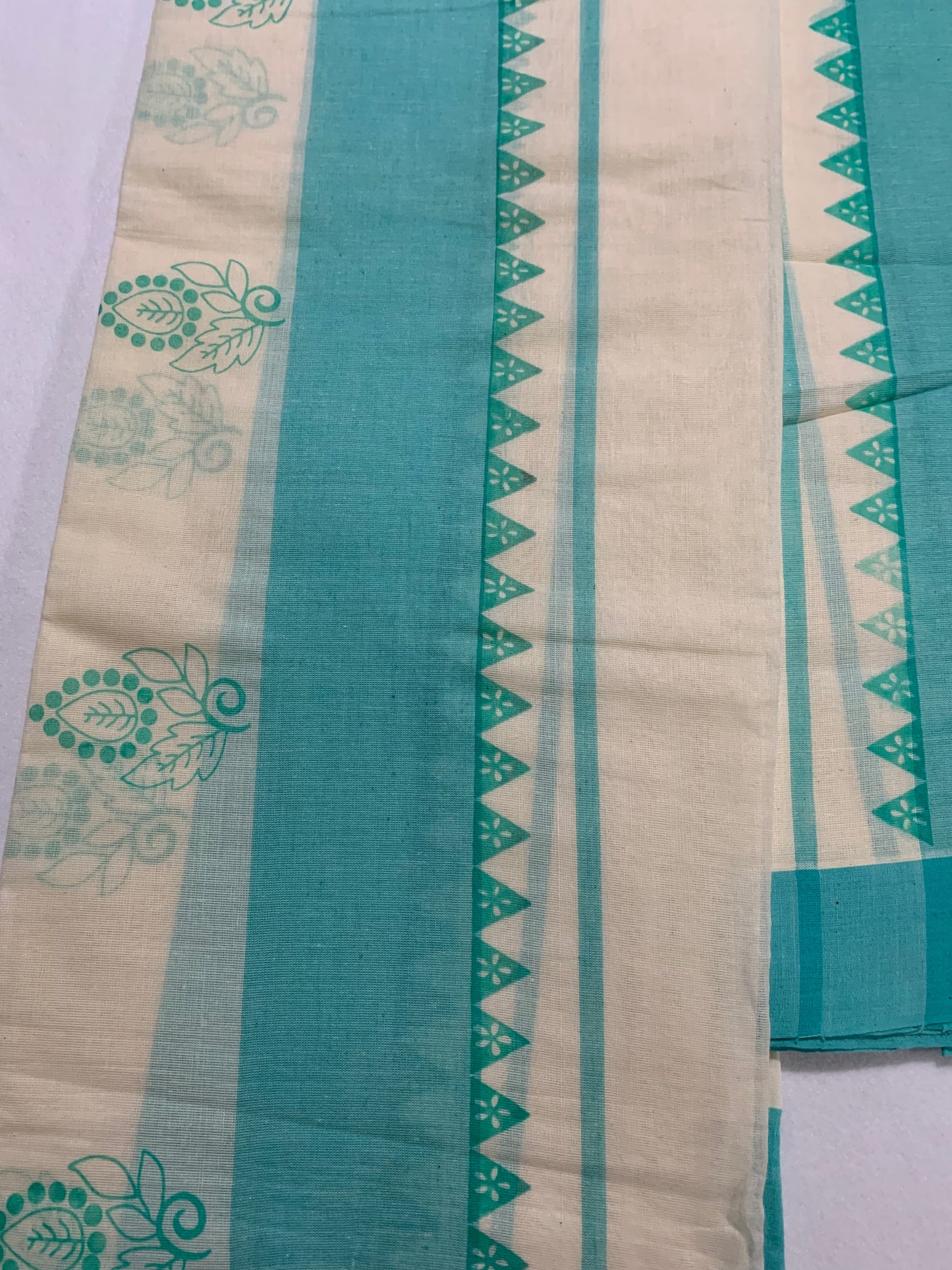 Teal katti kara set mundu