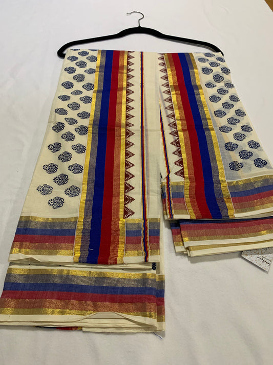 Red & Blue set mundu