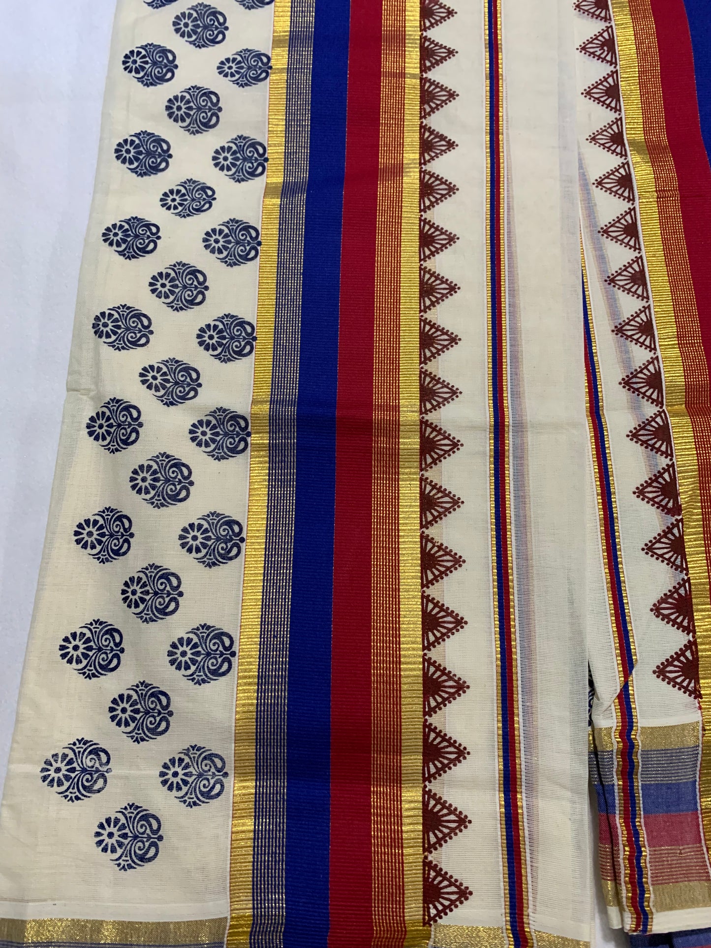 Red & Blue set mundu