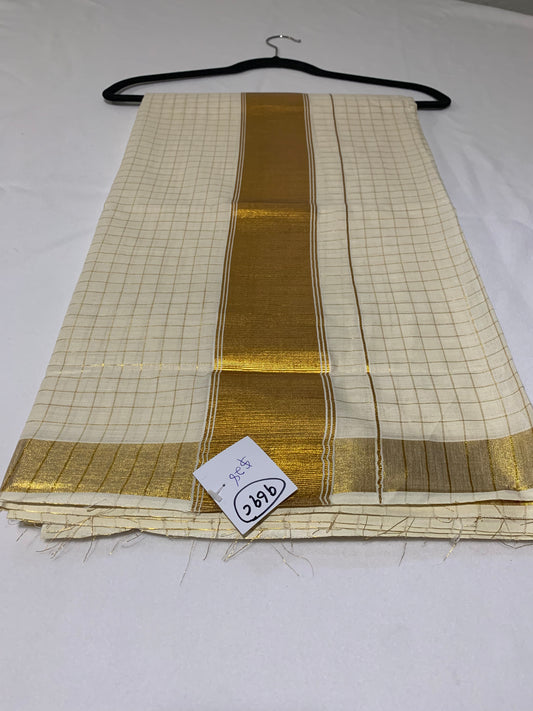 Golden check saree