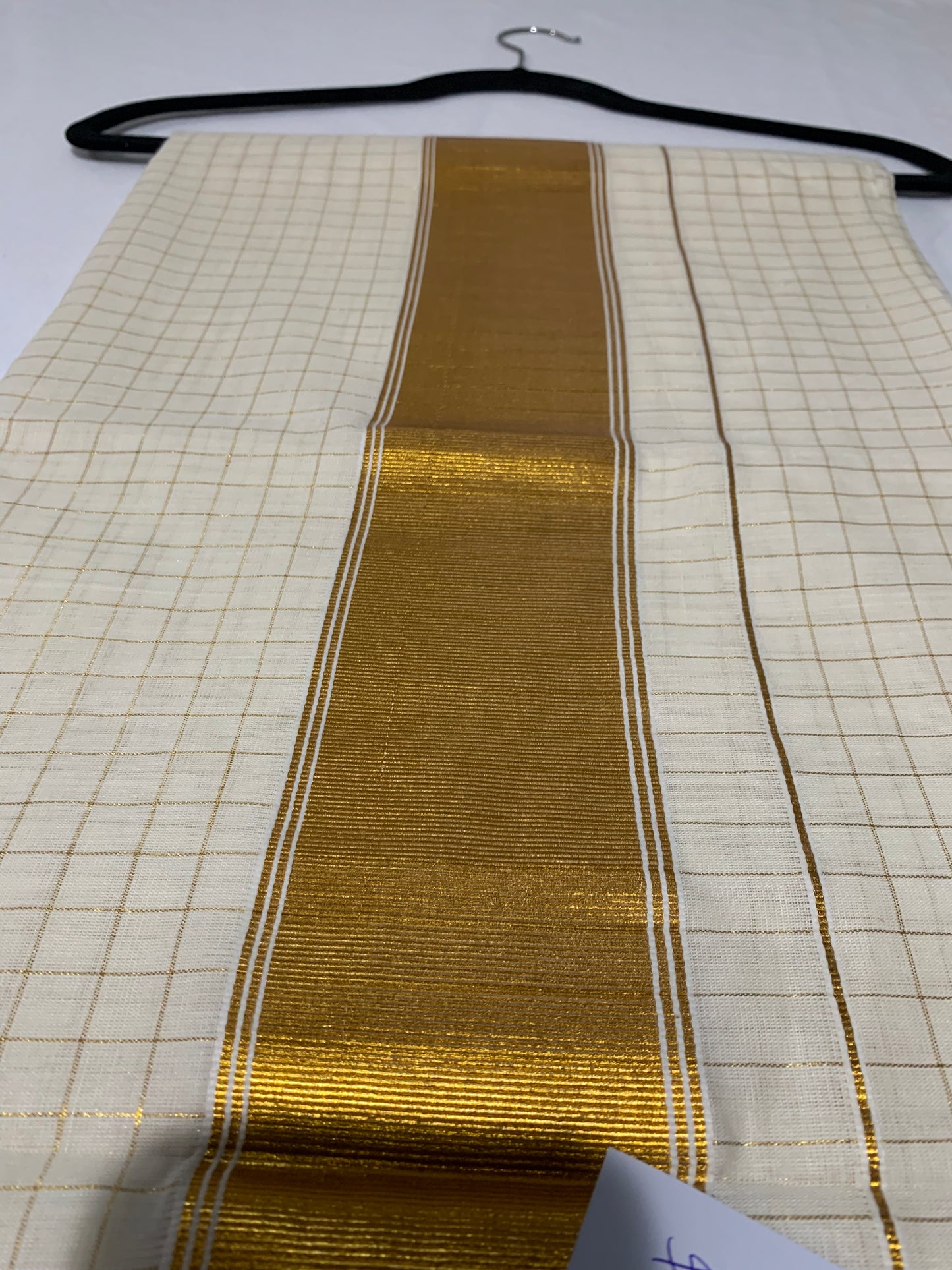 Golden check saree