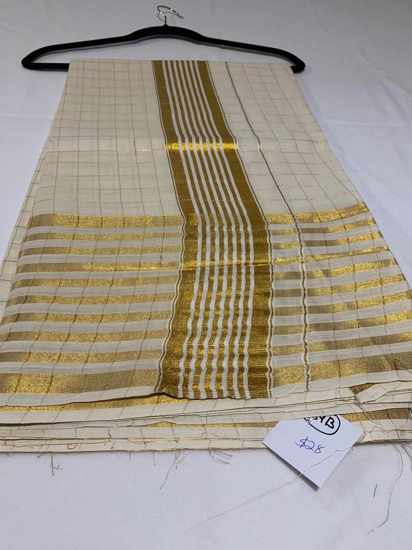 Golden check saree