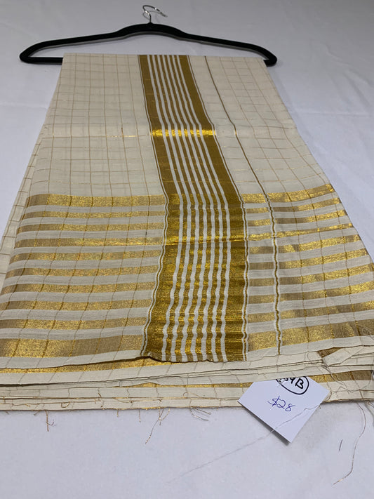 Golden check saree
