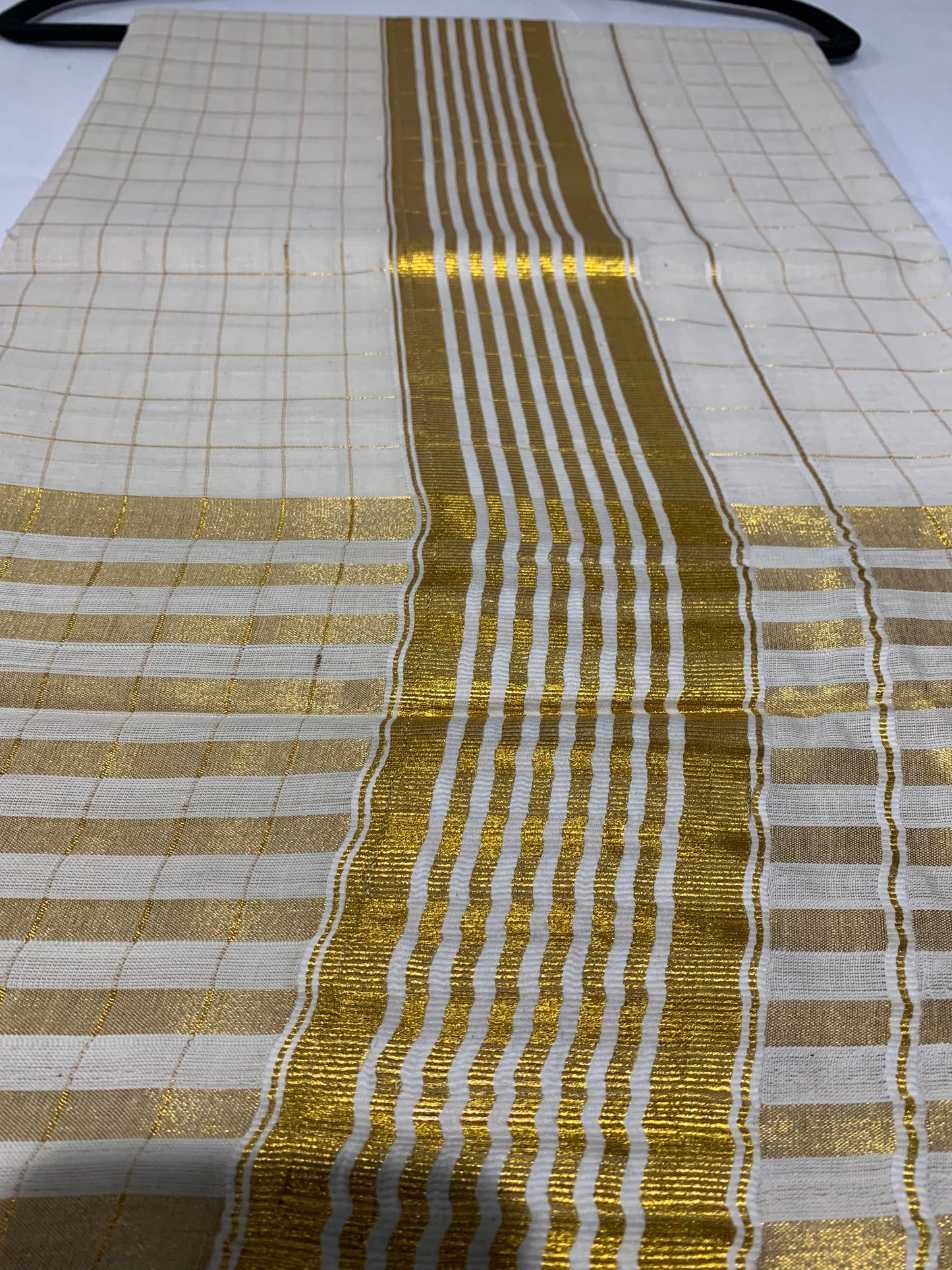 Golden check saree