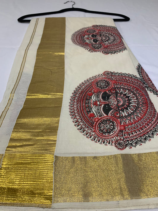 Golden kasavu saree