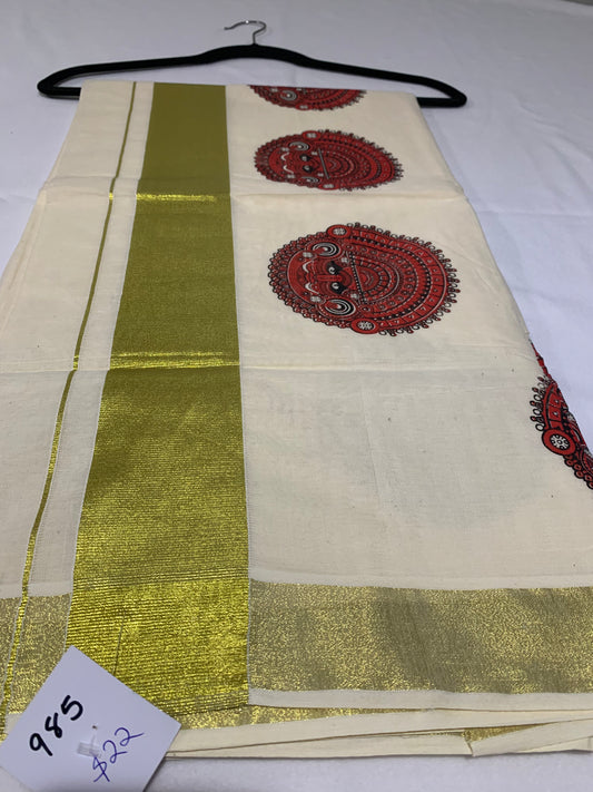 Golden kasavu saree