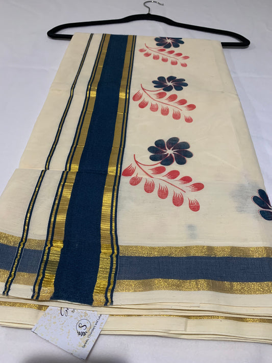 Golden and peacock blue border