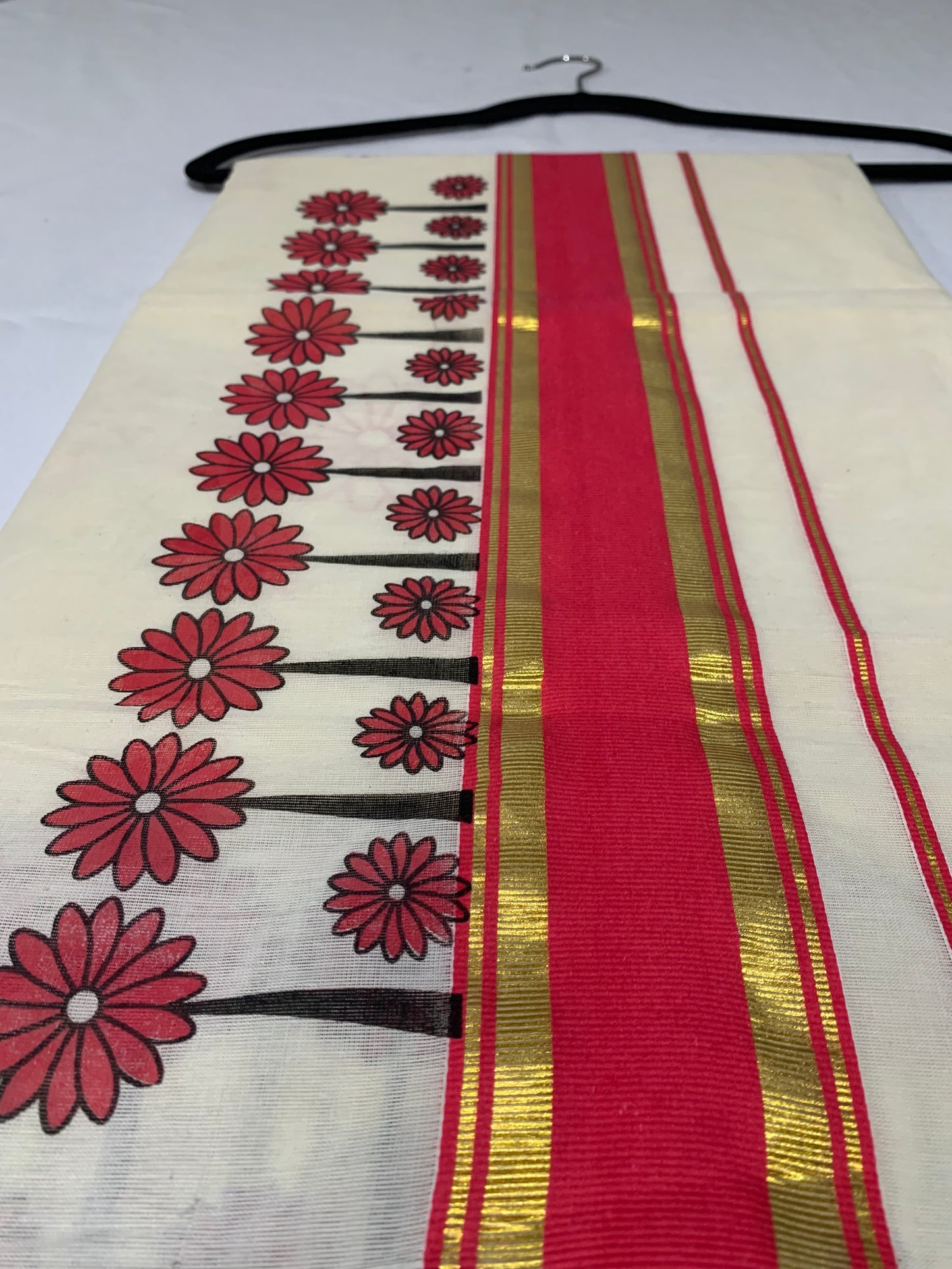 Gold and pink border saree