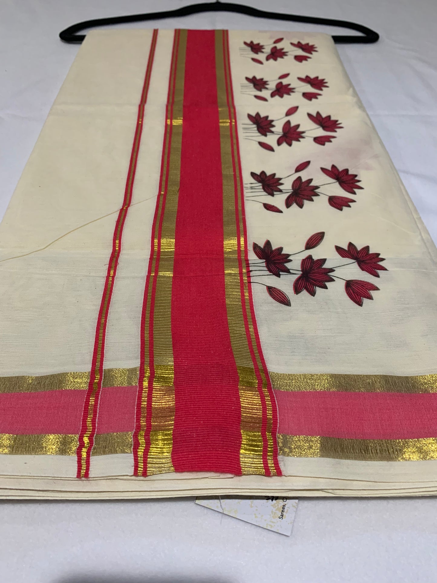 Gold and pink border saree