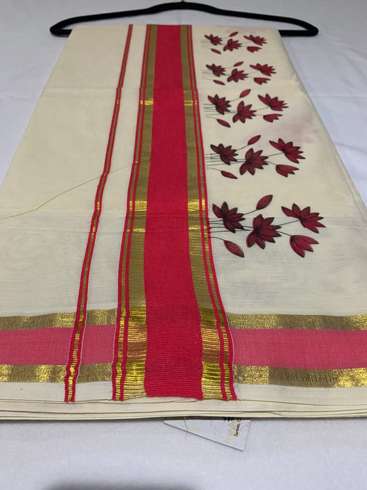 Gold and pink border saree