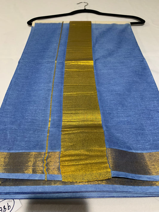 Golden kasavu saree with tie dye