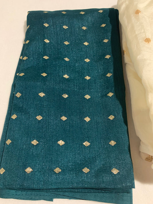 peacock green dhavani set