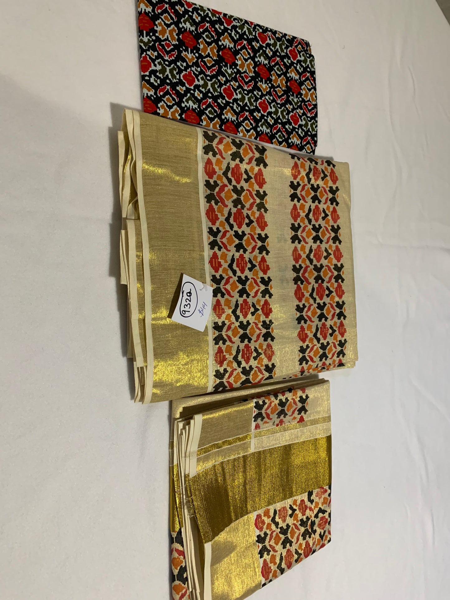 Tissue ajrak printed dhavani set