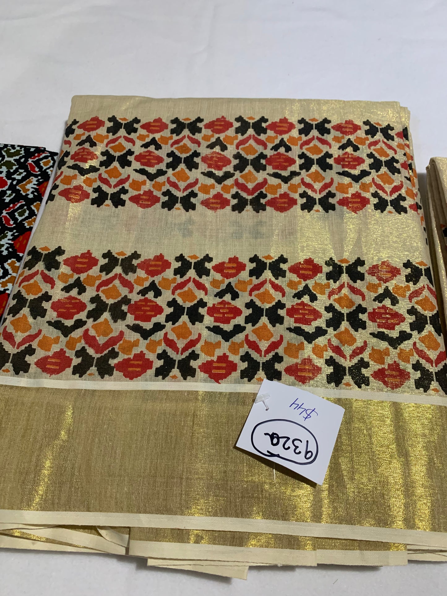 Tissue ajrak printed dhavani set