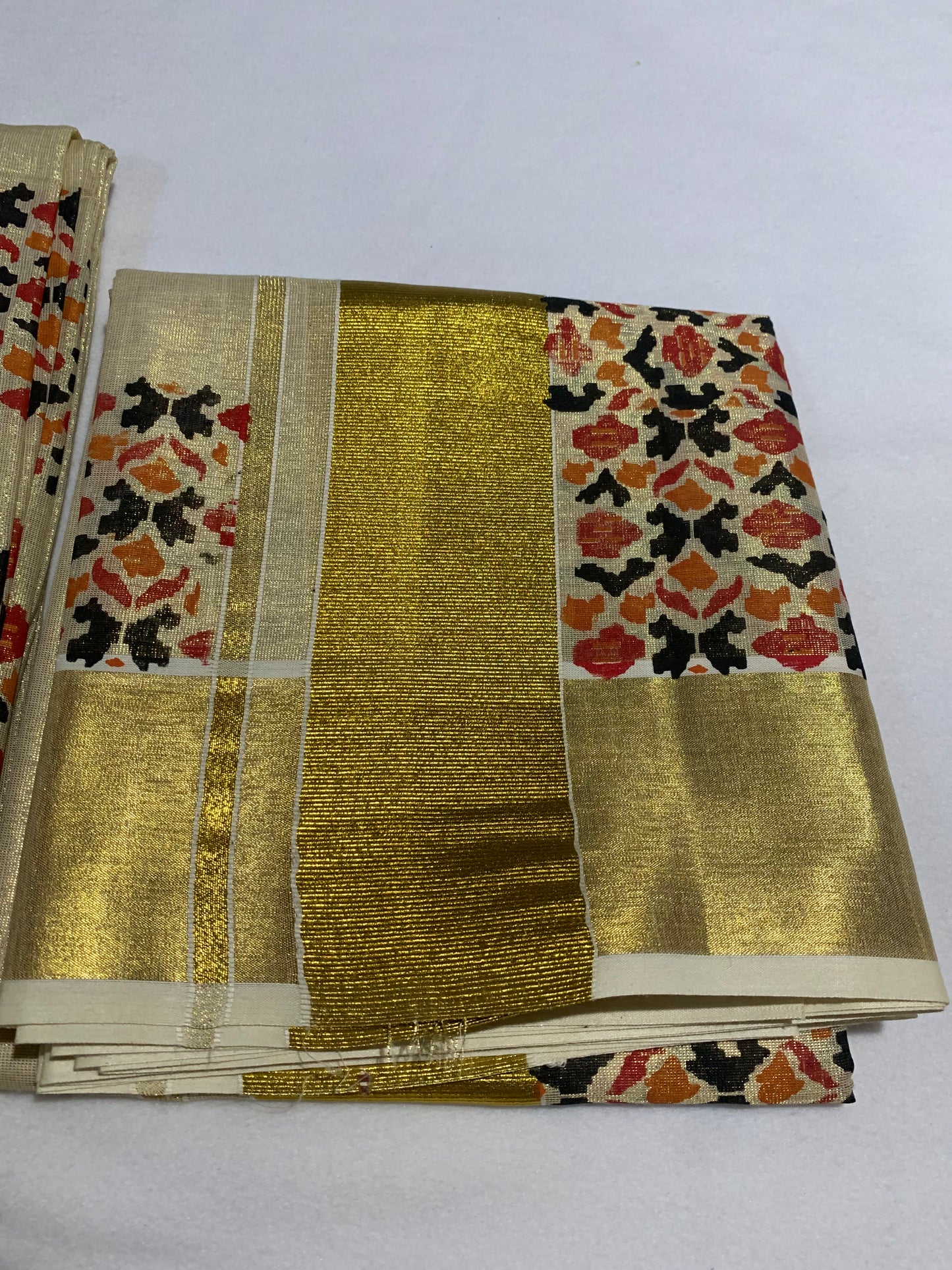 Tissue ajrak printed dhavani set