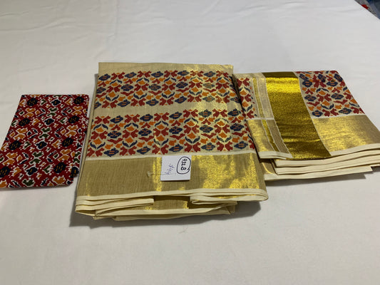Tissue ajrak printed dhavani set