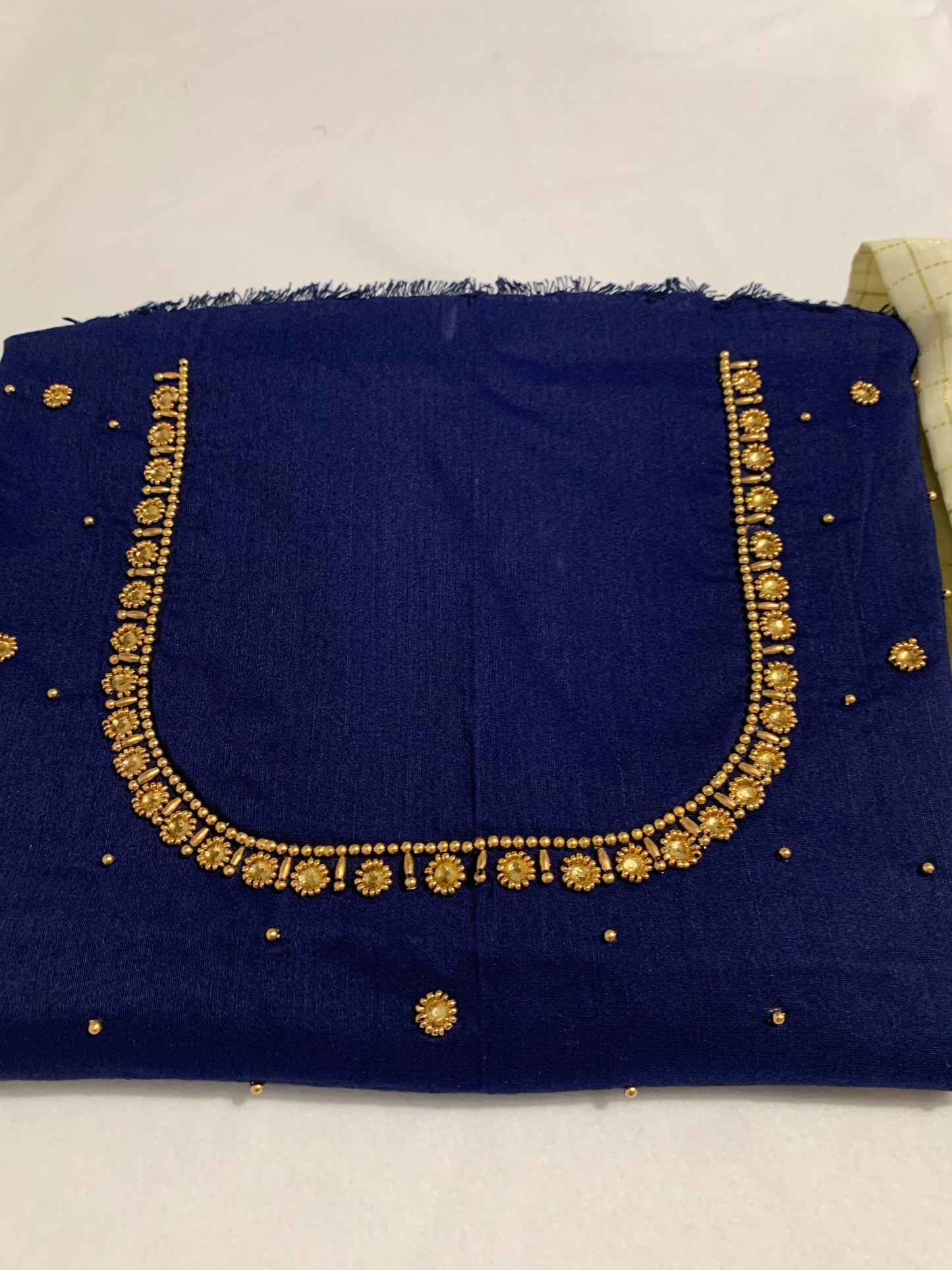 Blue aari work dhavani