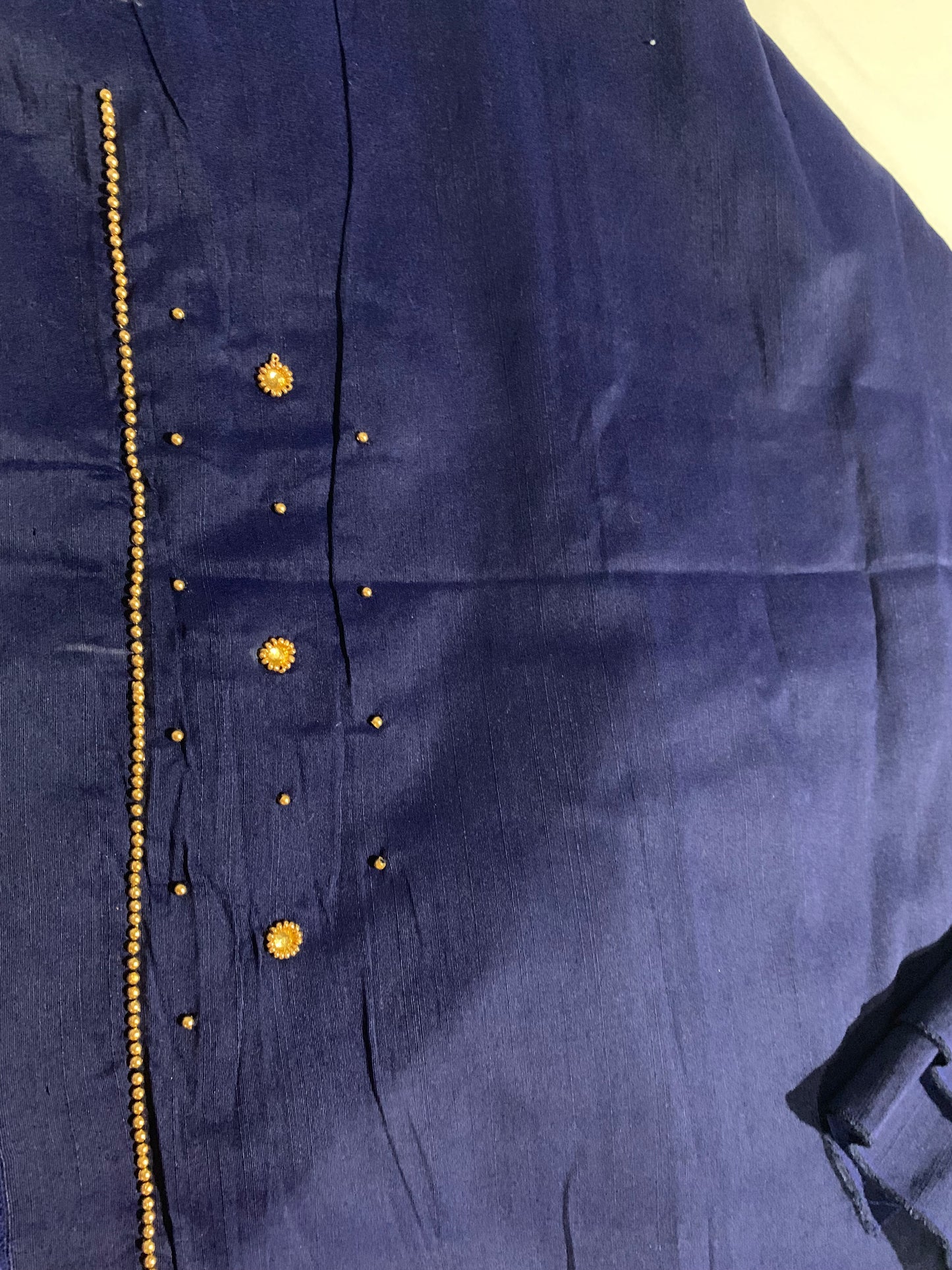 Blue aari work dhavani