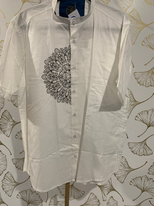 white printed shirt