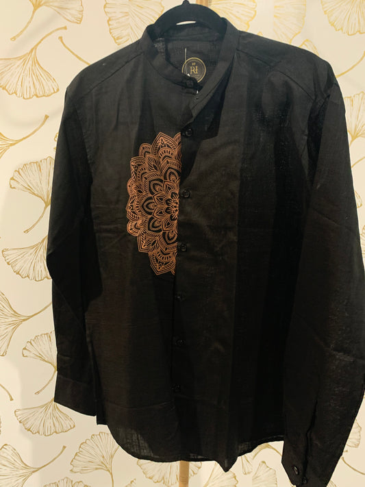 Black cotton printed shirt