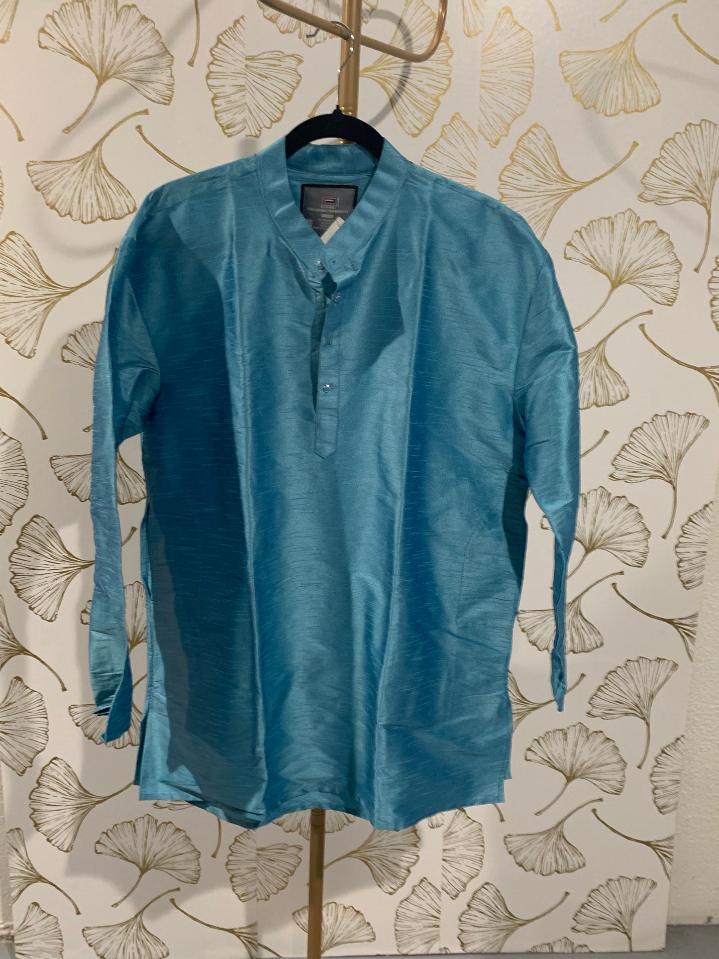 Light blue raw silk kurtha