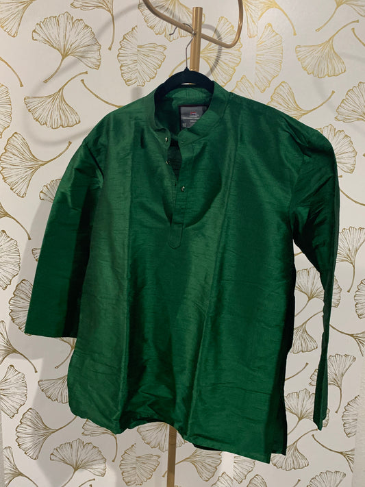 Green raw silk kurtha